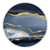 PIXDEZINES SLATE BLUE WATERVERF AGATE KERAMISCHE KNOP (Voorkant)