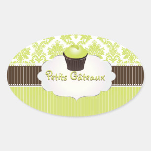 PixDezines sleutel limoen cupcake + damask / DIY k Ovale Sticker