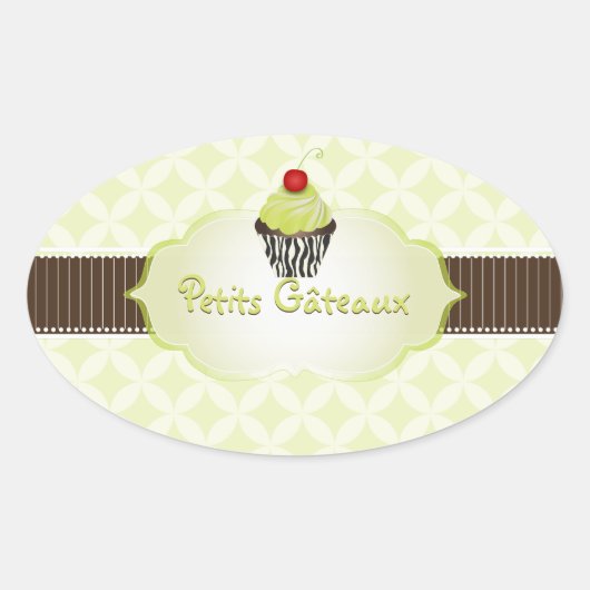 PixDezines sleutel limoen cupcake + rooster/DIY kl Ovale Sticker (Voorkant)