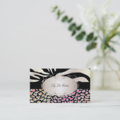 PixDezines sneeuwluipaard/regenboogvlekken Visitekaartje (Staand voorkant)