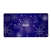 PixDezines Sneeuwvlokken Wit + Blauw Etiket (Voorkant)