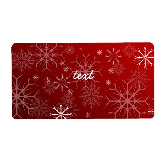 PixDezines Sneeuwvlokken Wit + Rood Etiket (Voorkant)