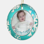 PixDezines Snowflakes Baby's Eerste Kerstmis Keramisch Ornament (Links)