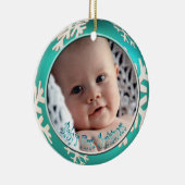 PixDezines Snowflakes Baby's Eerste Kerstmis Keramisch Ornament (Rechts)