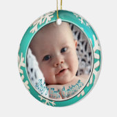 PixDezines Snowflakes Baby's Eerste Kerstmis Keramisch Ornament (Links)