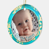 PixDezines Snowflakes Baby's Eerste Kerstmis Keramisch Ornament (Links)
