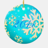 PixDezines Snowflakes Baby's Eerste Kerstmis Keramisch Ornament (Achterkant)