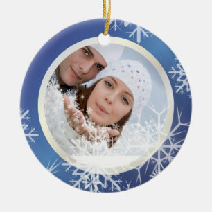 PixDezines Snowflakes het Malplaatje van de Foto W Keramisch Ornament