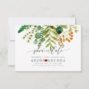 PixDezines sparen Datum/Greenery, Elder+Fern Save The Date