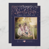 PixDezines sparen de Datum/de Faux Roos Gold Confe Kaart (Voorkant / Achterkant)