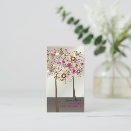 PixDezines Spring Blooms/DIY achtergrondkleur!! Visitekaartje (Staand voorkant)