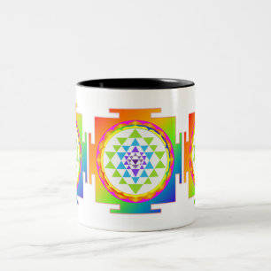 PixDezines Sri Yantra Chakra Clearing/DIY achtergr Tweekleurige Koffiemok