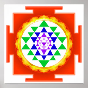 PixDezines Sri Yantra Chakra Reiniging/Oranje Gloe Poster