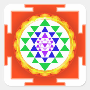 PixDezines Sri Yantra Chakra Reiniging/Oranje Gloe Vierkante Sticker