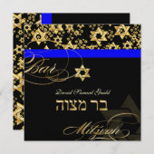 PixDezines Star van David, Bar Mitzvah Kaart (Voorkant / Achterkant)