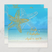 PixDezines Starfish+Beach Wedding Invitations (Devant / Derrière)