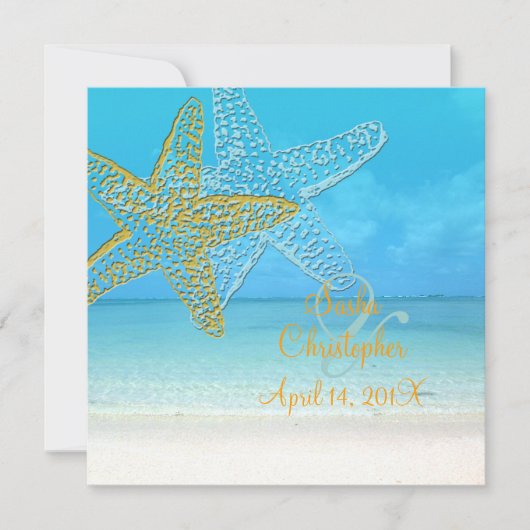 PixDezines Starfish+Beach Wedding Invitations (Devant)