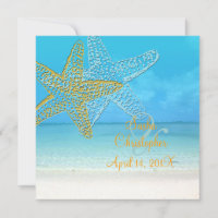 PixDezines Starfish+Beach Wedding Invitations