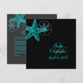 PixDezines Starfish/Beach Wedding Invitations Kaart (Voorkant / Achterkant)