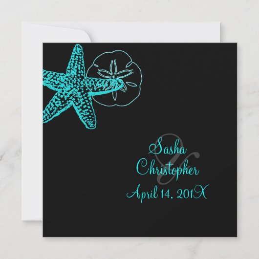 PixDezines Starfish/Beach Wedding Invitations Kaart (Voorkant)