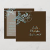 PixDezines Starfish/Beach Wedding Invitations** Kaart (Voorkant / Achterkant)