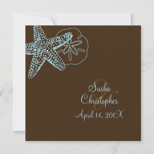 PixDezines Starfish/Beach Wedding Invitations** Kaart (Voorkant)