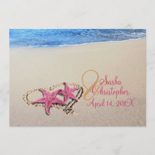 PixDezines  Starfish/Beach Wedding Kaart