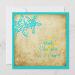 PixDezines Starfish/Beach Wedding Kaart