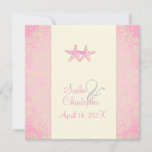 PixDezines Starfish + damask Invitations (Devant)