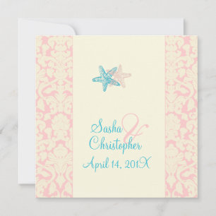 PixDezines Starfish + Invitations mariage damassé