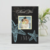PixDezines Starfish/Monogramme Remerciements Carte (Debout devant)
