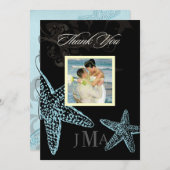 PixDezines Starfish/Monogramme Remerciements Carte (Devant / Derrière)