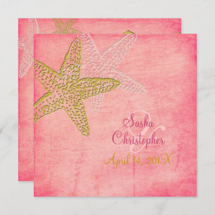 PixDezines STARFISH/PINK SAND/INVITATIES Kaart