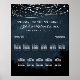 PixDezines Stars+Light Strings Seating Chart Poster