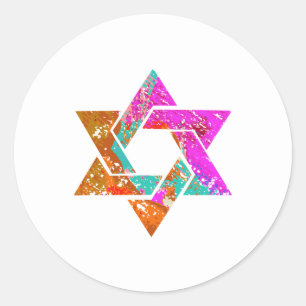 PixDezines ster van david/grunge/DIY achtergrond Ronde Sticker