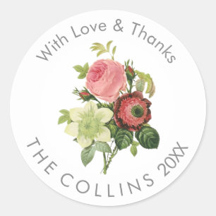 PixDezines Stickers Merci Roses Roses Vintages