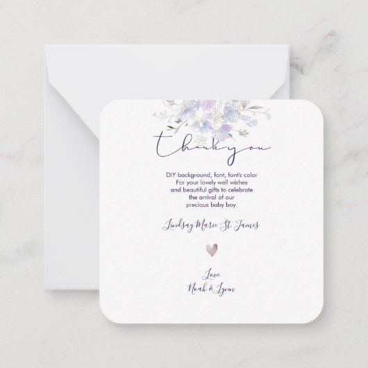 PixDezines Stof Lilac Bedankkaart Notitiekaartje (Achterkant)