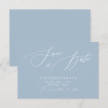 PixDezines Stofblauw Moderne Script Save the Date