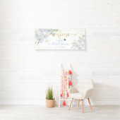 PixDezines Stoffige Blauwe Waterverf Zoete Erwtenb Spandoek (Insitu)