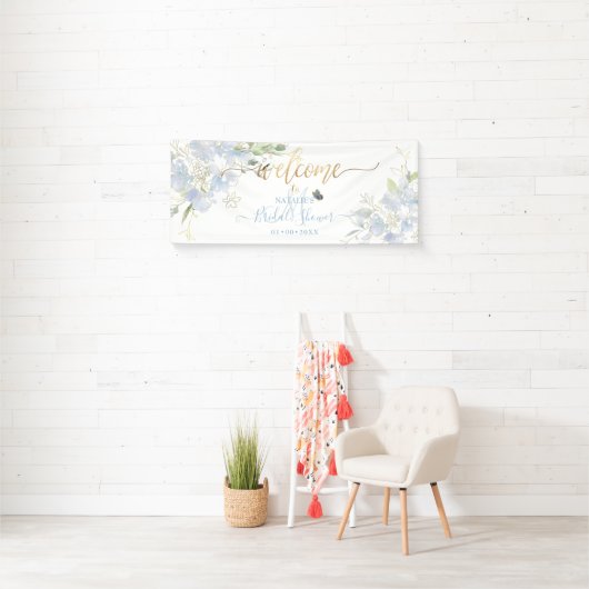 PixDezines Stoffige Blauwe Waterverf Zoete Erwtenb Spandoek (Insitu)