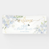 PixDezines Stoffige Blauwe Waterverf Zoete Erwtenb Spandoek (Horizontaal)