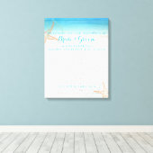 PixDezines strand bruiloft programma Canvas Afdruk (Insitu (Houten vloer))