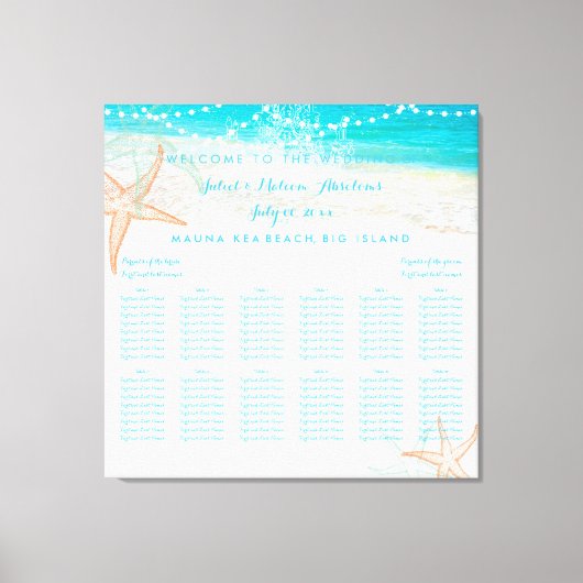PixDezines strand/bruiloft zitkaart Canvas Afdruk (Voorkant)