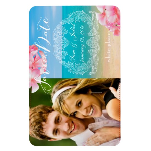 PixDezines strand foto opslaan datum/DIY lettertyp Magneet (Verticaal)