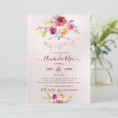 PixDezines Summer Rozen Waterverf Bat Mitzvah Kaart (Staand voorkant)