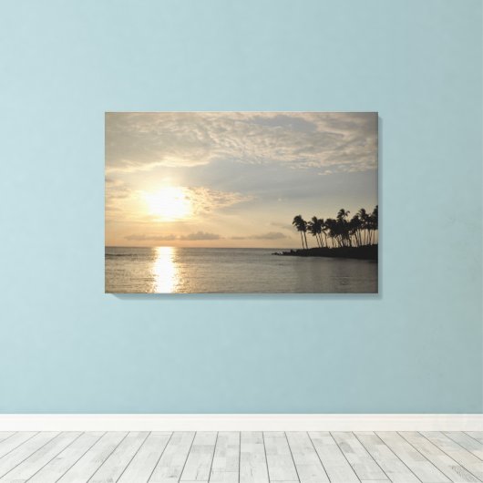 PixDezines Sunset te Waikiki Canvas Afdruk (Insitu (Houten vloer))