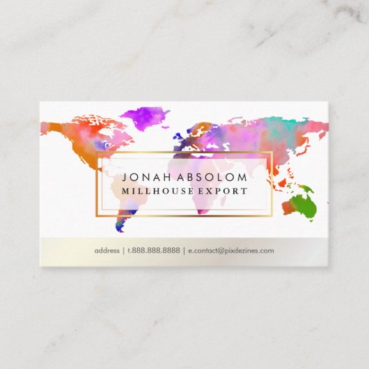 PixDezines sur la carte mondiale/aquarelle (Devant)