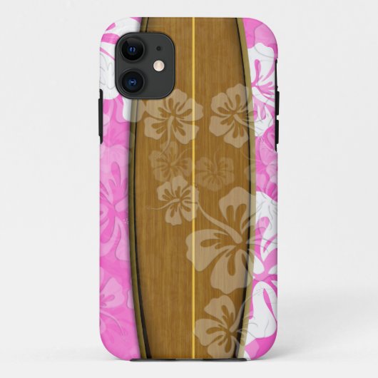 PixDezines surf board+hibiscus/diy background Case-Mate iPhone Case (Achterkant)