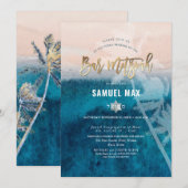 PixDezines surft omhoog, palmbomen, strandbar mits Kaart (Voorkant / Achterkant)