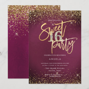 PixDezines Sweet 16 Diamond Glitters Sangria Kaart